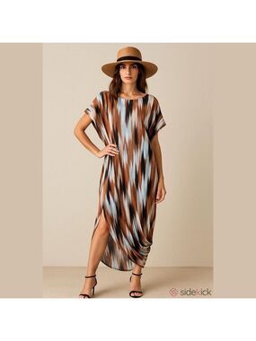 MADDEN NYC Dress, Size 3X, PTP21, L41”, adj. straps, adj. cinched side, stretchy